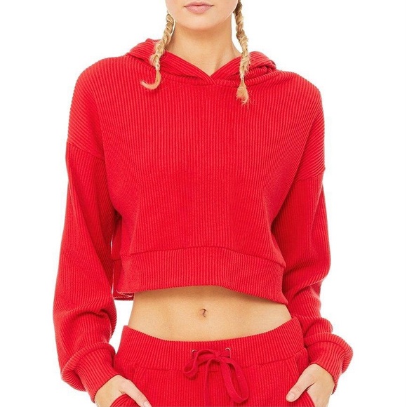 ALO Yoga Tops - ALO Yoga Muse Hoodie Sweatshirt In Scarlet Red